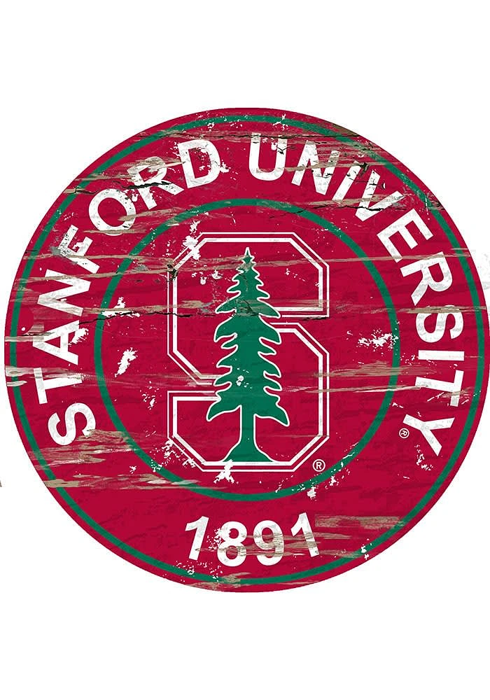 Stanford Cardinal Established Date Circle 24 Inch Sign - Red