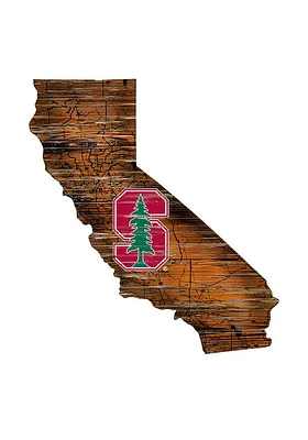 Stanford Cardinal Distressed State 24 Inch Sign - Brown