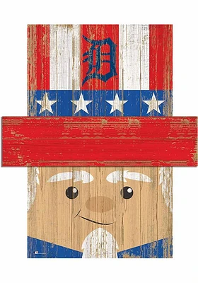 Detroit Tigers Patriotic Head Sign - Navy Blue