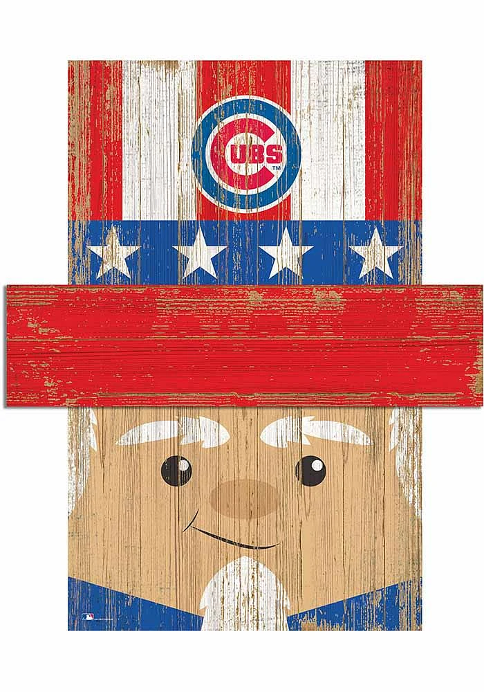 Chicago Cubs Patriotic Head 6x5 Sign - Blue
