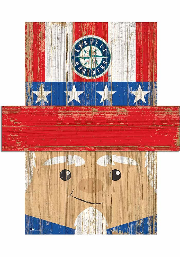 Seattle Mariners Patriotic Head 6x5 Sign - Navy Blue