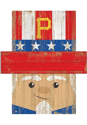 Pittsburgh Pirates Patriotic Head 6x5 Sign - Black