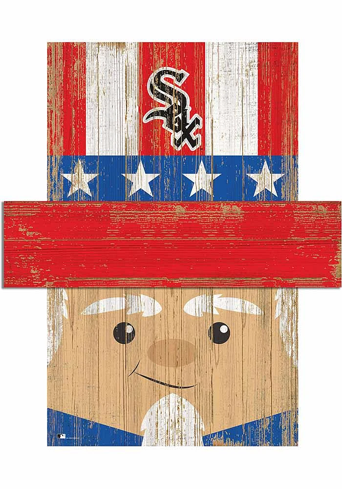 Chicago White Sox Patriotic Head 6x5 Sign - Black