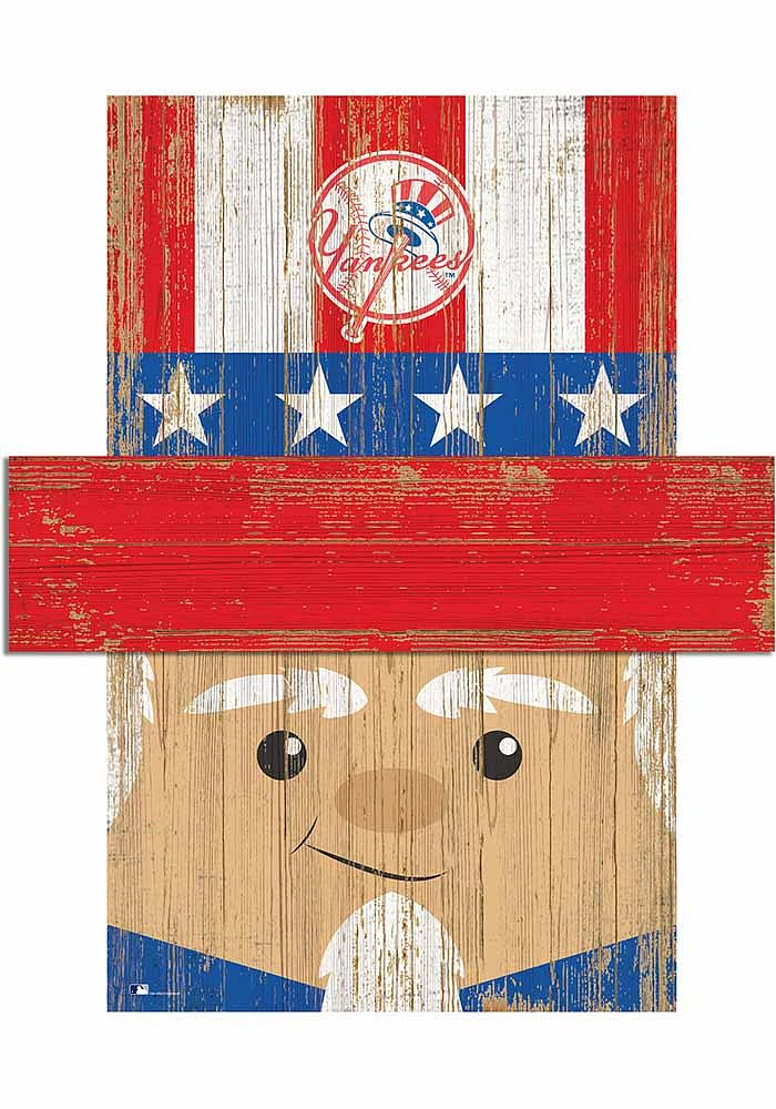New York Yankees Patriotic Head 6x5 Sign - Blue