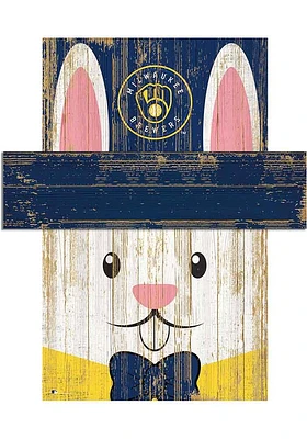 Milwaukee Brewers Easter Bunny Head Sign - Navy Blue