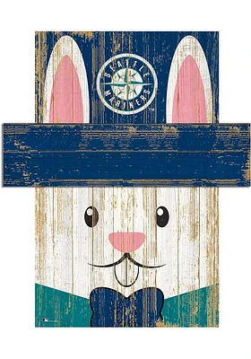 Seattle Mariners Easter Bunny Head Sign - Navy Blue