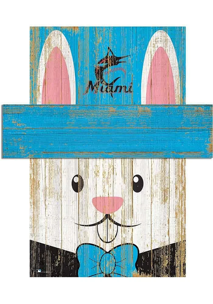 Miami Marlins Easter Bunny Head Sign - Blue