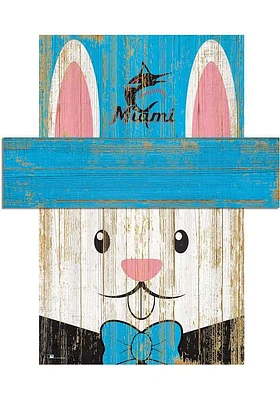 Miami Marlins Easter Bunny Head Sign - Blue