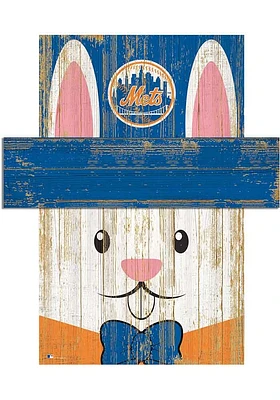 New York Mets Easter Bunny Head Sign - Blue