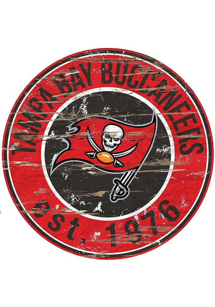 Tampa Bay Buccaneers Established Date Circle 24 Inch Sign - Red