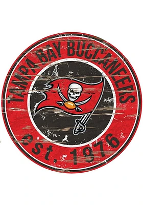 Tampa Bay Buccaneers Established Date Circle 24 Inch Sign - Red