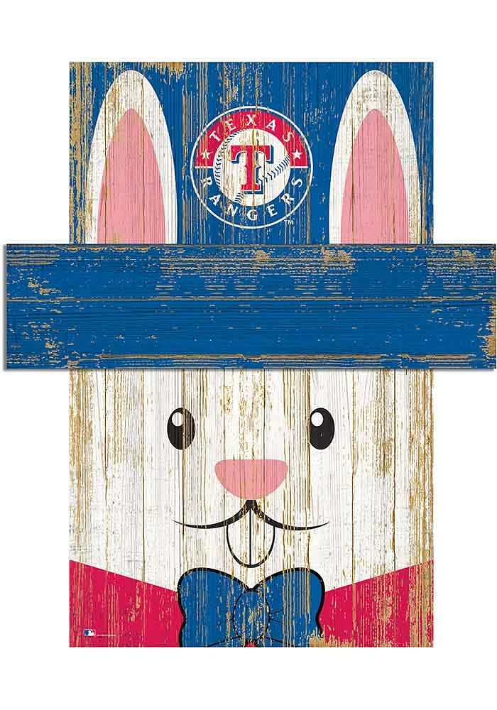 Texas Rangers Easter Bunny Head Sign - Blue