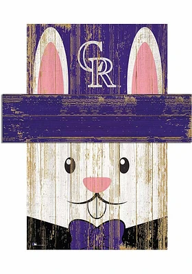 Colorado Rockies Easter Bunny Head Sign - Purple