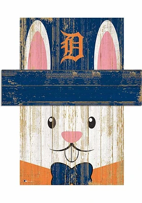 Detroit Tigers Easter Bunny Head Sign - Navy Blue