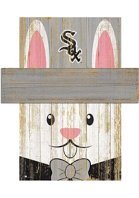 Chicago White Sox Easter Bunny Head Sign - Black