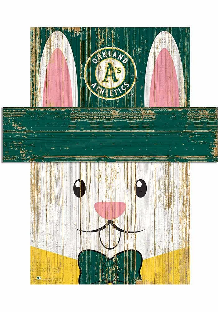 Oakland Athletics Easter Bunny Head 6x5 Sign - Green