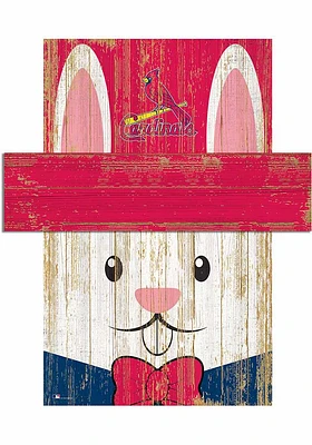St Louis Cardinals Easter Bunny  Head 6x5 Sign - Red