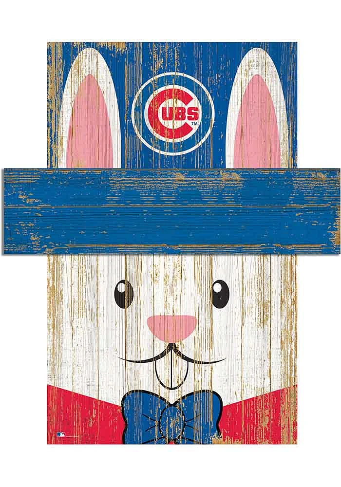 Chicago Cubs Easter Bunny Head 6x5 Sign - Blue