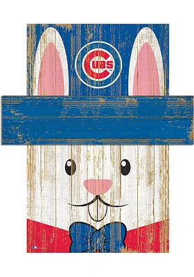 Chicago Cubs Easter Bunny  Head 6x5 Sign - Blue