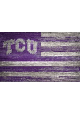 TCU Horned Frogs Distressed Flag 11x19 Sign - Purple