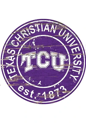 TCU Horned Frogs Established Date Circle 24 Inch Sign - Purple