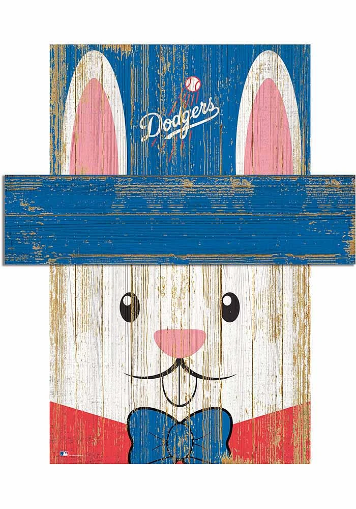 Los Angeles Dodgers Easter Bunny Head 6x5 Sign - Blue