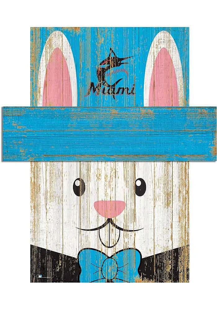 Miami Marlins Easter Bunny Head 6x5 Sign - Blue