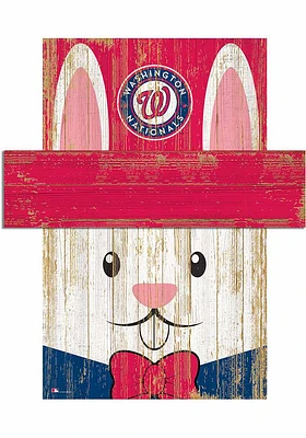 Washington Nationals Easter Bunny  Head 6x5 Sign - Red