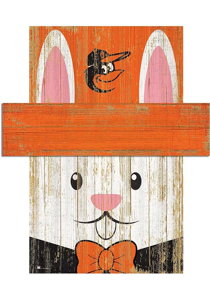 Baltimore Orioles Easter Bunny Head 6x5 Sign - Orange