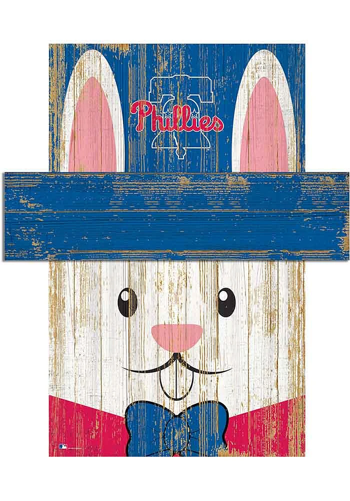 Philadelphia Phillies Easter Bunny Head 6x5 Sign - Red