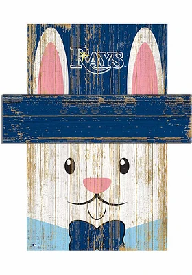 Tampa Bay Rays Easter Bunny  Head 6x5 Sign - Blue