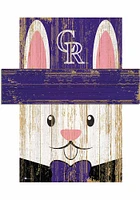 Colorado Rockies Easter Bunny  Head 6x5 Sign - Purple