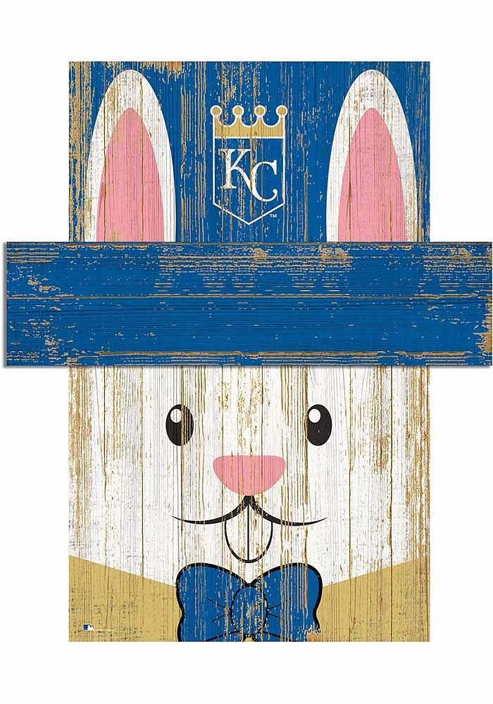 Kansas City Royals Easter Bunny Head 6x5 Sign - Blue