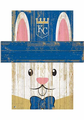 Kansas City Royals Easter Bunny  Head 6x5 Sign - Blue