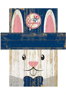 New York Yankees Easter Bunny  Head 6x5 Sign - Blue