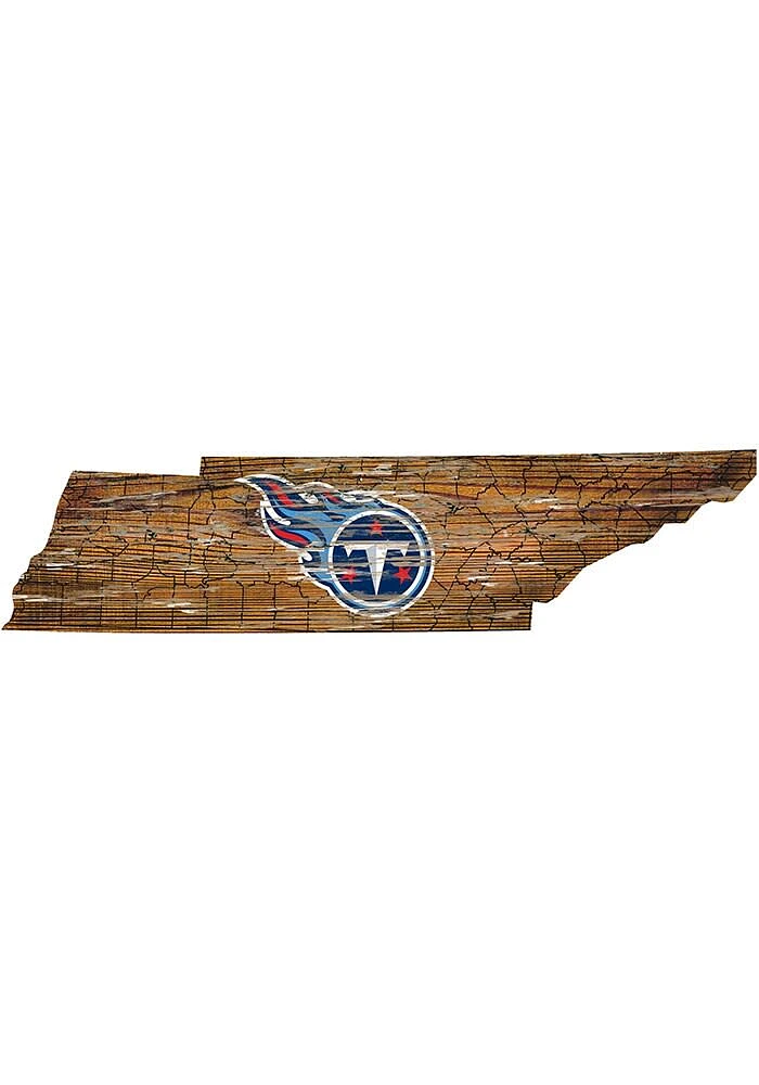 Tennessee Titans Distressed State 24 Inch Sign - Brown