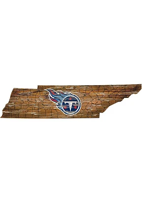 Tennessee Titans Distressed State 24 Inch Sign - Brown