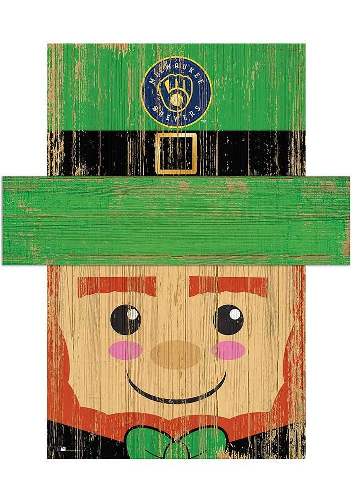 Milwaukee Brewers Leprechaun Head Sign - Navy Blue