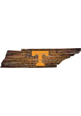 Tennessee Volunteers Distressed State 24 Inch Sign - Brown