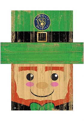 Milwaukee Brewers Leprechaun Head 6x5 Sign - Navy Blue
