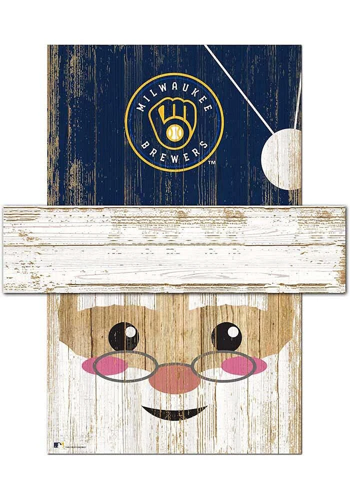 Milwaukee Brewers Santa Head Sign - Navy Blue