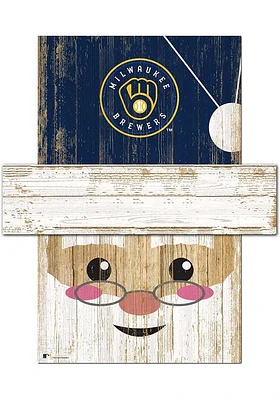 Milwaukee Brewers Santa Head Sign - Navy Blue