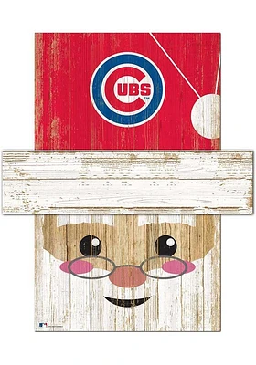 Chicago Cubs Santa Head Sign - Blue