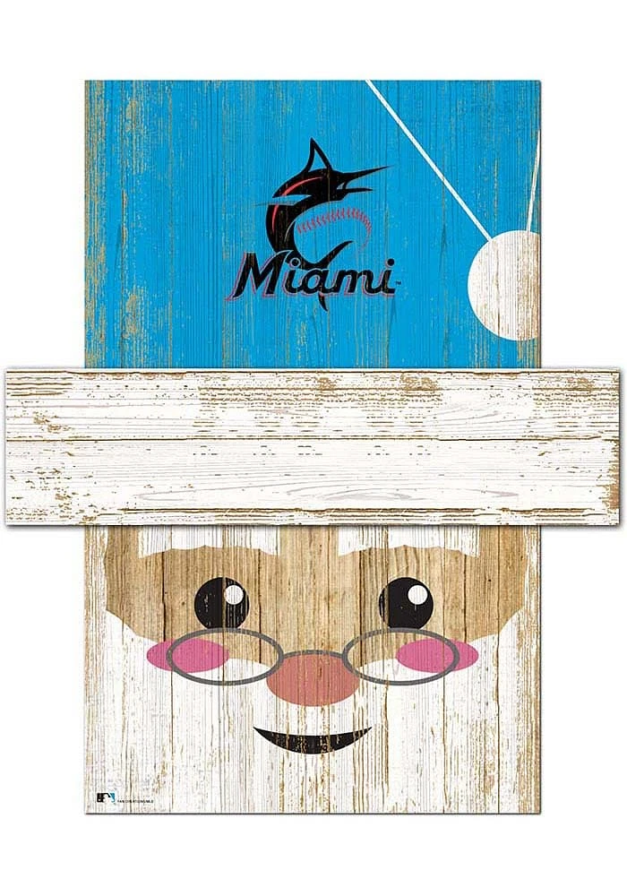 Miami Marlins Santa Head Sign - Blue