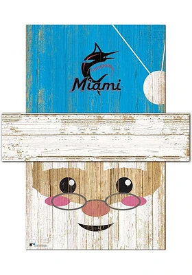 Miami Marlins Santa Head Sign - Blue