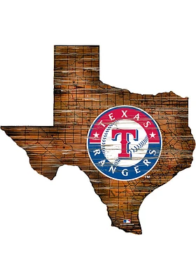 Texas Rangers Distressed State 24 Inch Sign - Brown