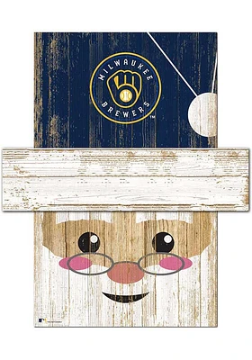 Milwaukee Brewers Santa Head 6x5 Sign - Navy Blue
