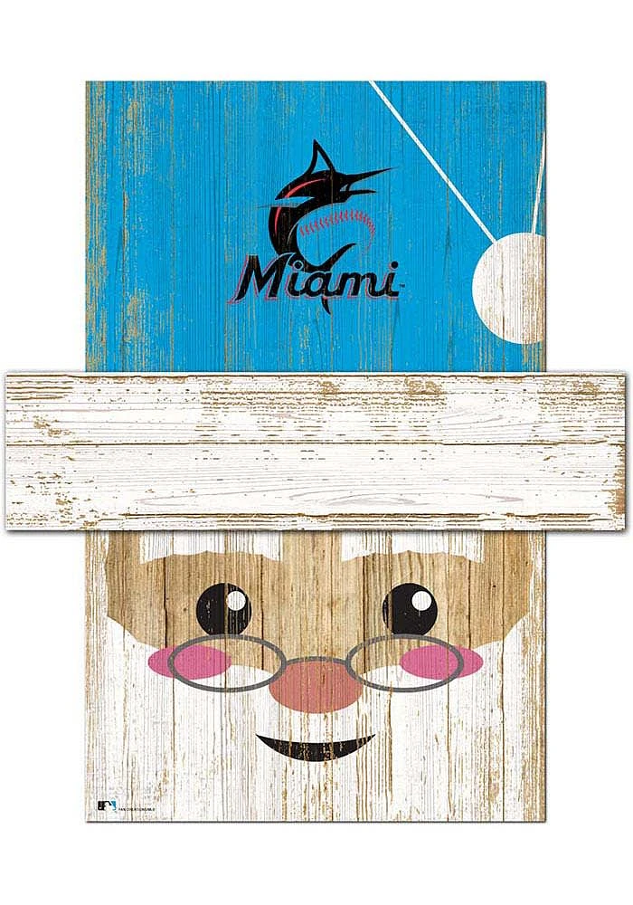 Miami Marlins Santa Head 6x5 Sign - Blue