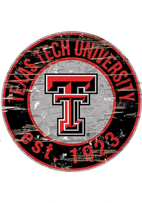 Texas Tech Red Raiders Established Date Circle 24 Inch Sign - Black