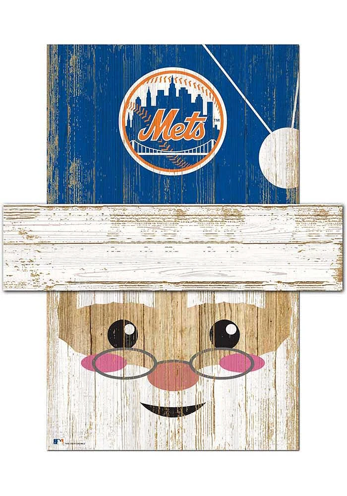 New York Mets Santa Head 6x5 Sign - Blue